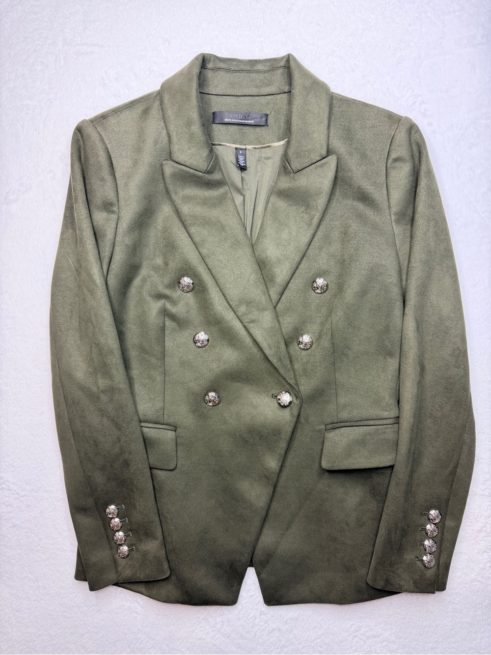 White House Black Market Olive Green Double-Breasted Blazer